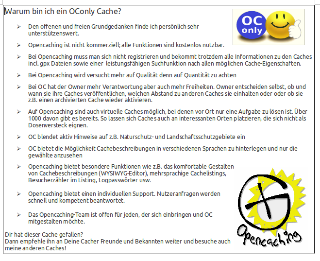 Warum ist das ein OConly Cache (Normal) von Pirate77 Download (odt) Download (pdf)
